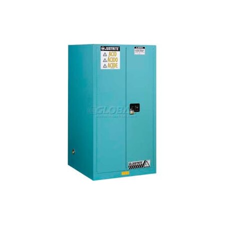 Justrite Justrite 60 Gallon 1 Sliding Door, Self-Close, Acid Cabinet, 34"W x 34"D x 65"H, Blue 8960822